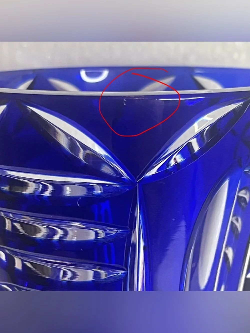 Vintage Cobalt Blue Cut Crystal Vase 12” Pedestal Geometric Art Glass Heavy Read